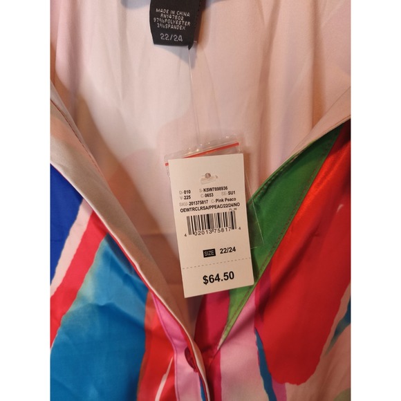 Ashley Stewart Womens Plus 22/24 Bright Colorful Bold Button Up Maxi‎ Dress NWT - Picture 9 of 11